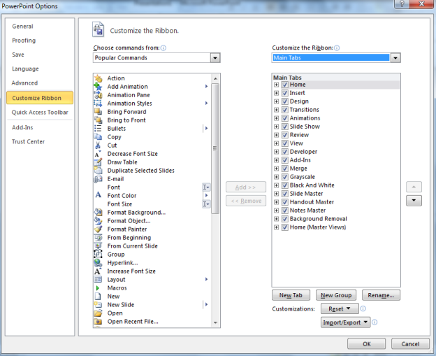 Customize the 2010 ribbon