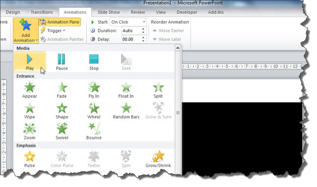 add A PLAY animation