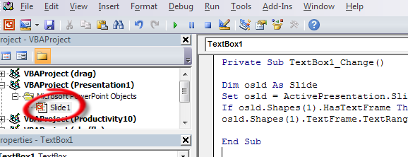 Slide Object Name