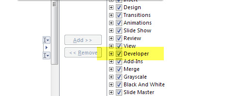 Enable Developer Tab