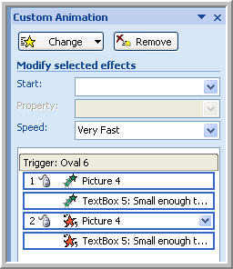 Animation pane with trigger