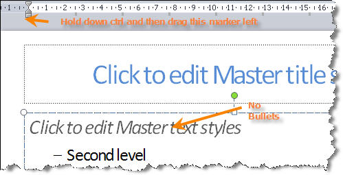Move the ruler marker on the Slide Master