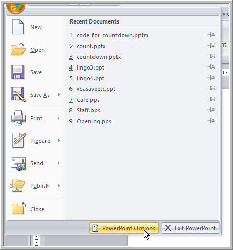 Developer tab enable