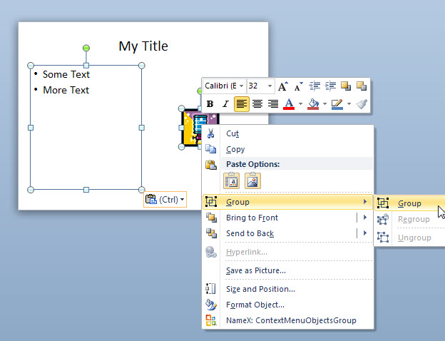 Command GROUP not greyed