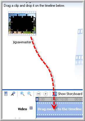Drag the video to the timeline